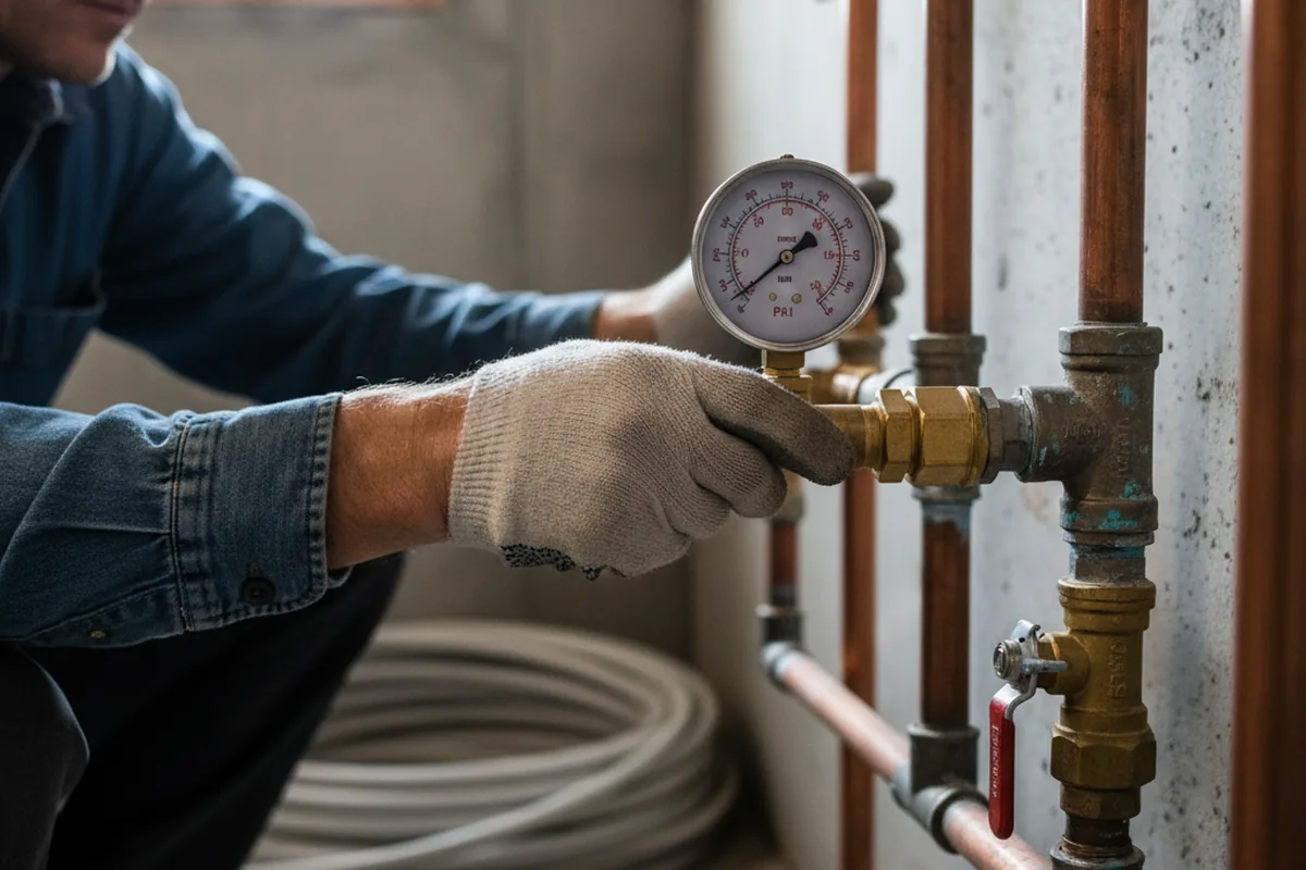 Pressure testing a repaired line during Water Line Repair in Radnor